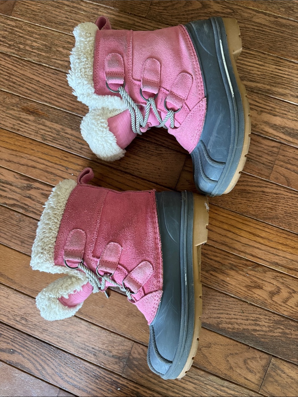 Kids Pink Faux Fur Winter Boots